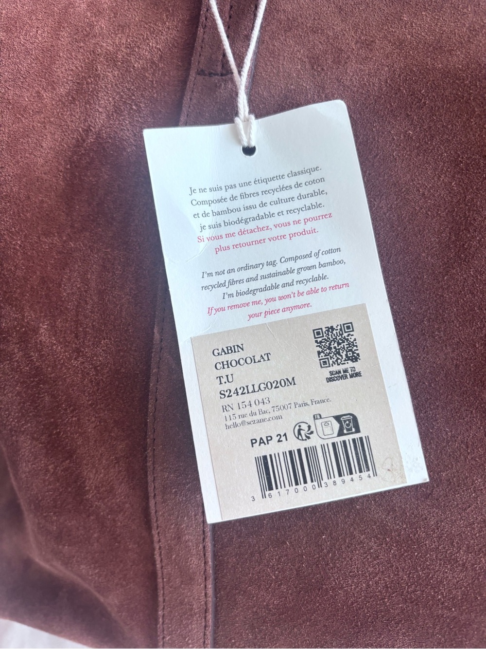 NWT Sézane Gabin Bag in Chocolate - Picture 8 of 13